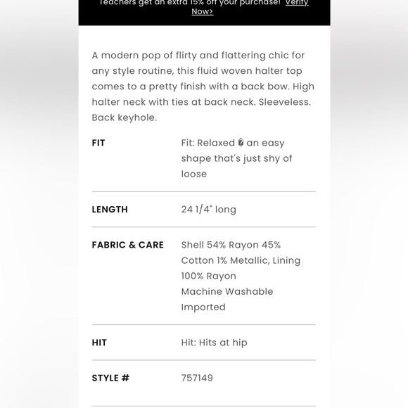 Loft back ribbon halter tank - Picture 4 of 5